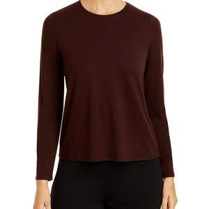 Eileen Fisher Dark Brownstone Tencel Crew Neck Top Size XS
